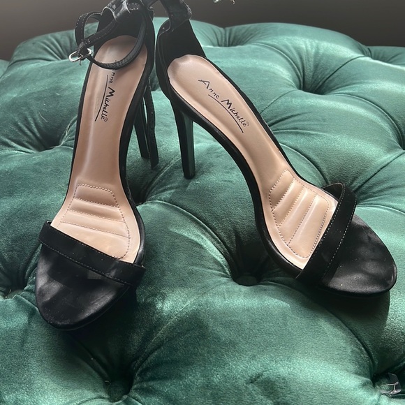 Black Strappy 3 inch Heels - Picture 2 of 9